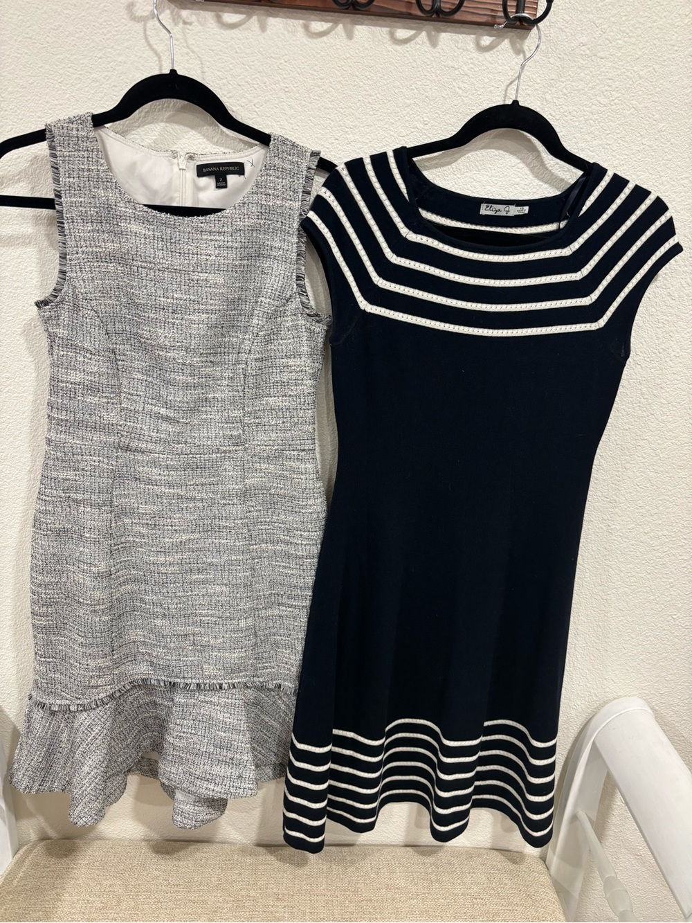 Bundle of 2 Dresses - Banana Republic Boucle Flounce Dress & Eliza J Fit & Flare